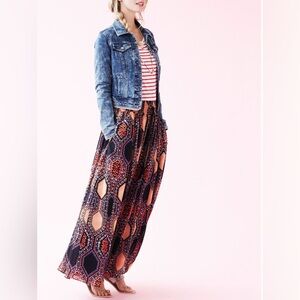 Anthropologie Maeve Hexprint Geometric Patterned Maxi Skirt